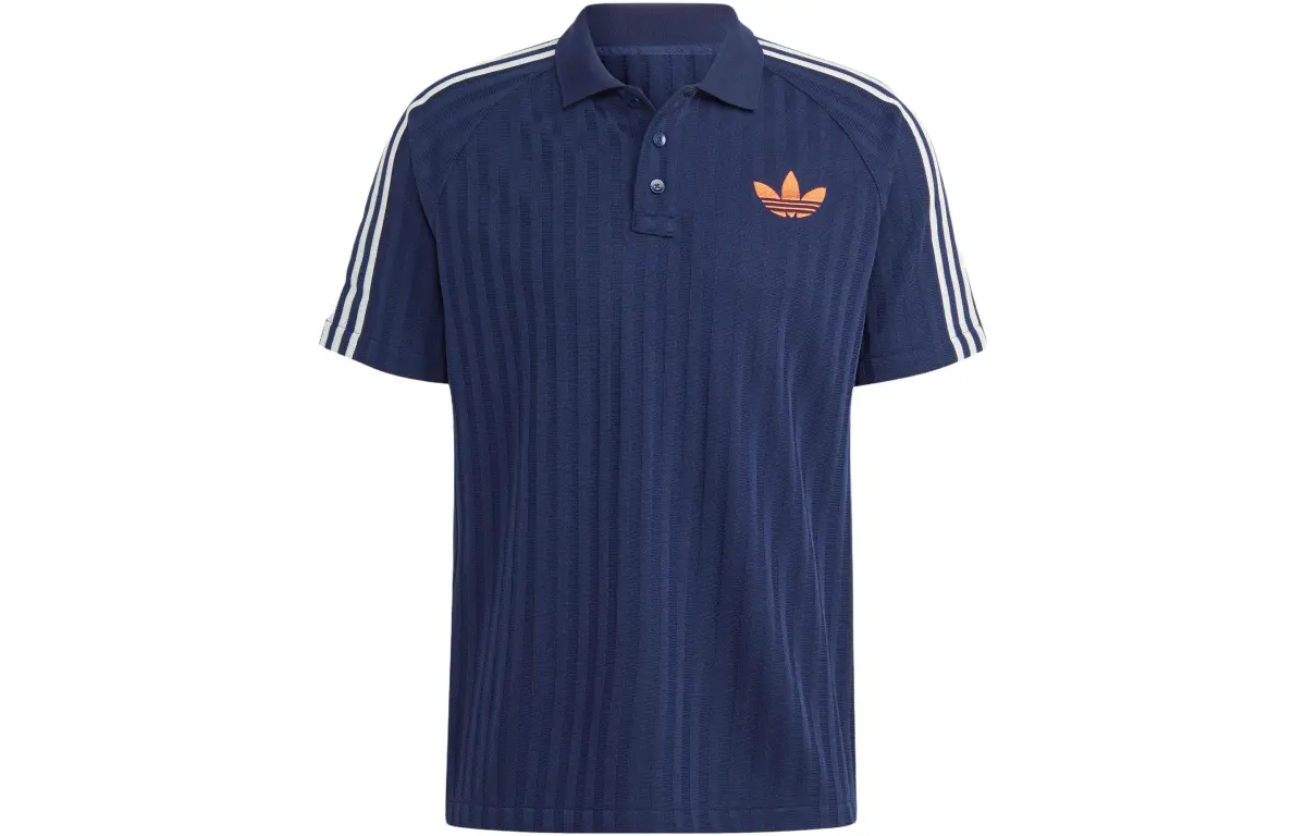 Adidas Originals SS23 Adicolor 70s Retro Polo Shirts Men's Dark Blue Polo Collar Moderate Straight Fit