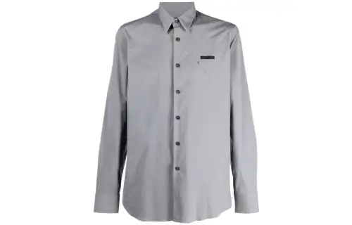 PRADA Shirts Men's Gray Lapel Moderate Other