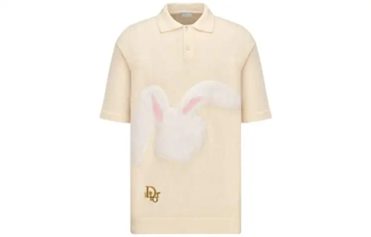 DIOR Polo Shirts Men's Beige Moderate Straight Fit