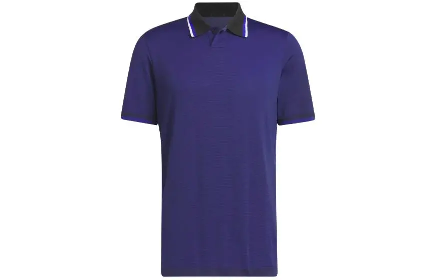 Adidas Polo Shirts Men's Black/Clear Blue Polo Collar Moderate Straight Fit