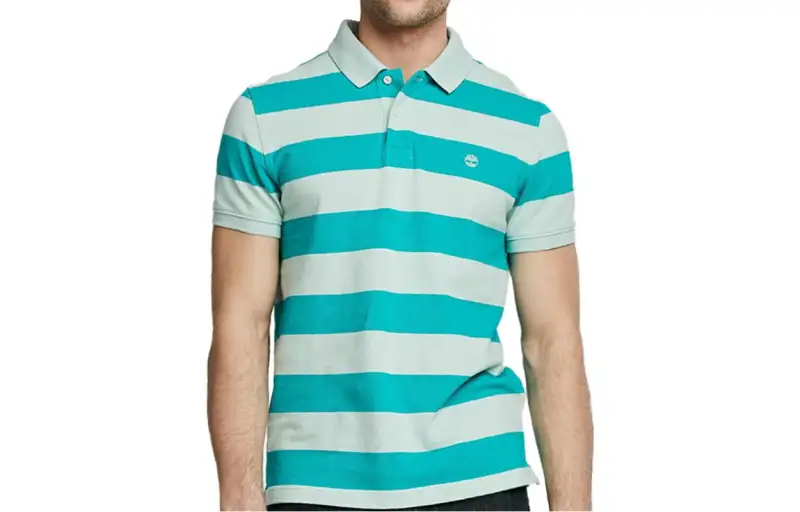 Timberland Polo Shirts Men's Lake Blue Polo Collar Moderate Straight Fit