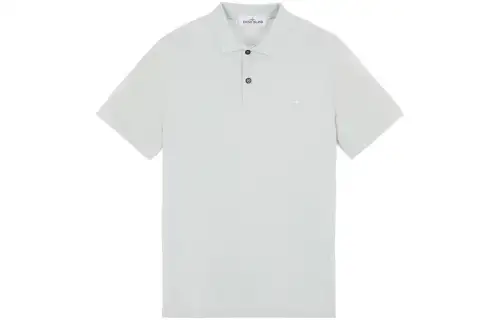 STONE ISLAND Polo Shirts Men's Pearl Gray Polo Collar Moderate Straight Fit