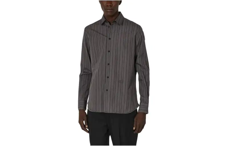 OFF WHITE Shirt, Slim Fit Men's Dark Gray