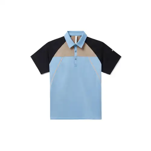 FILA Polo Shirt Unisex Dusk Blue/Black/Melon Color