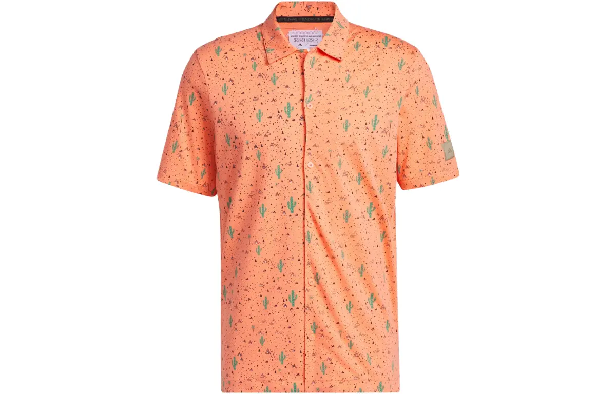 Adidas Shirts Men's Fusion Coral Pink Square Collar Moderate Shirt