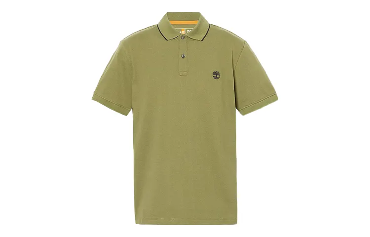 Timberland Polo Shirts Men's Green Polo Collar Moderate Straight Fit