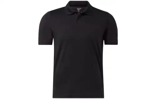Reebok Polo Shirts Men's Black Polo Collar Moderate Straight Fit