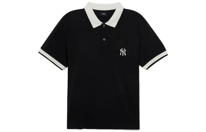 MLB Polo Shirts Men's Black Polo Collar Moderate Straight Fit