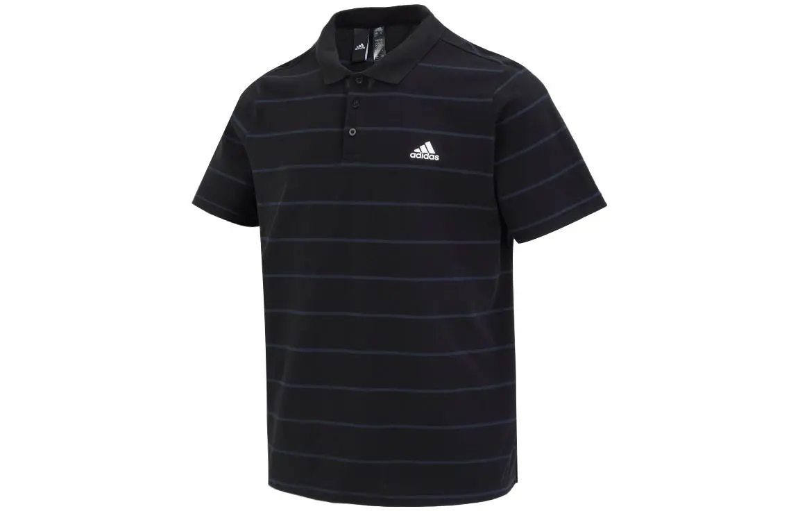 Adidas Polo Shirts Men's Black Polo Collar Moderate Straight Fit