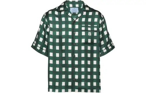 PRADA Shirts Men's Green Cuban Collar Moderate