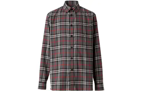 Burberry Blurred Check Cotton Oversized Shirt
