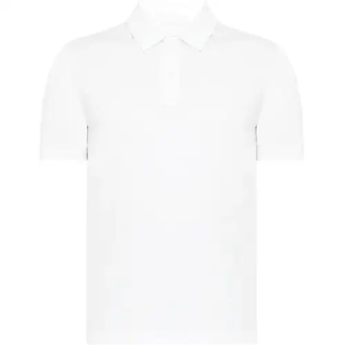 PRADA Polo Shirts Men's White Polo Collar Moderate Straight Fit