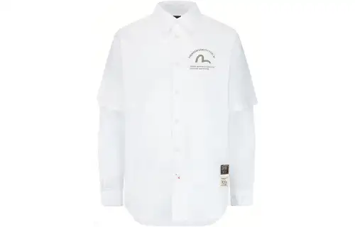 EVISU Shirts Men's White Lapel Moderate Mock Two Piece