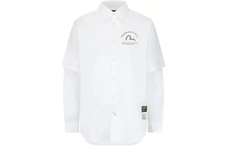 EVISU Shirts Men's White Lapel Moderate Mock Two Piece
