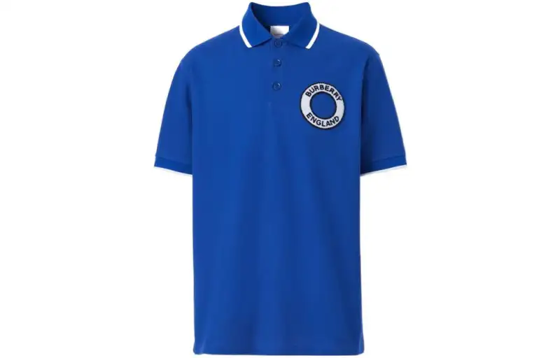 Burberry Logo Graphic Cotton Polo Shirt Blue
