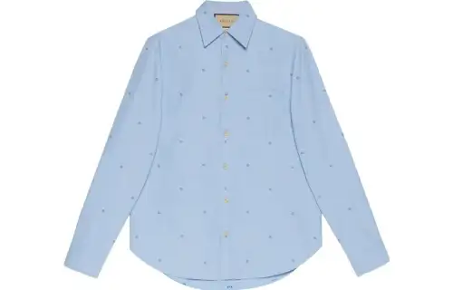 GUCCI Shirts Men's Blue Lapel Moderate Other