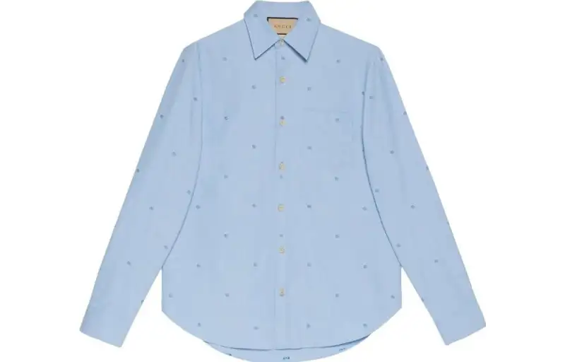 GUCCI Shirts Men's Blue Lapel Moderate Other