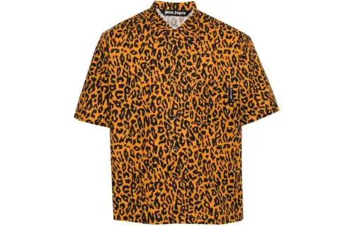 Palm Angels leopard-print poplin shirt