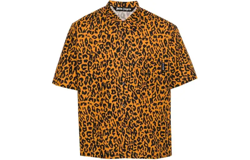 Palm Angels leopard-print poplin shirt