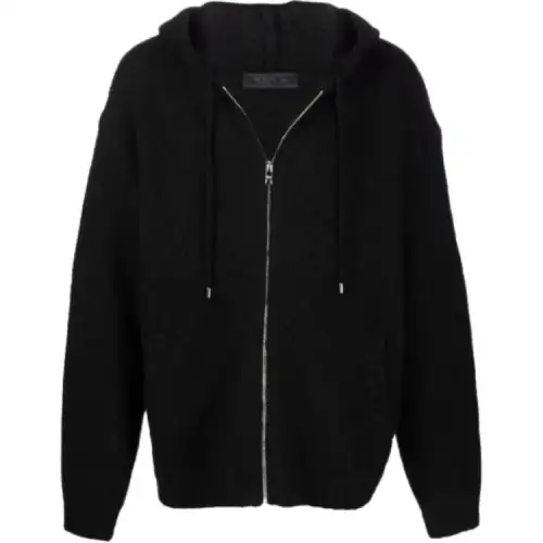 PRADA Sweatshirts Men's Black Hooded Moderate Regular
