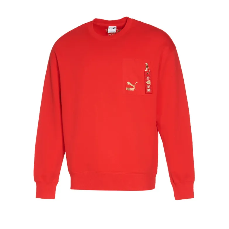 PUMA Sweatshirts Unisex Red Crew Neck Moderate Regular