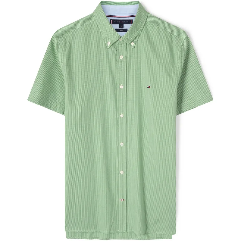 Tommy Hilfiger Shirts Men's Green Gray Plaid 0H7 Pointed Collar Moderate Other