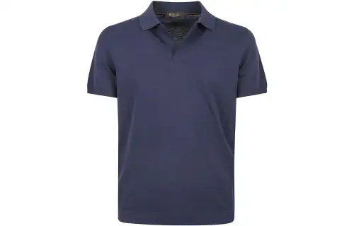 Loro Piana Polo Shirts Men's Blue Polo Collar Moderate Straight Fit
