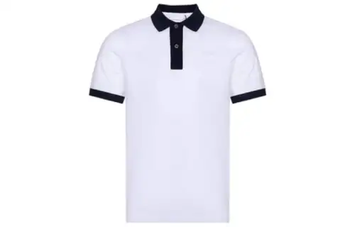 PRADA Polo Shirts Men's White Polo Collar Moderate Straight Fit