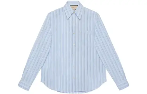 GUCCI Striped Collared Long-Sleeve Shirt