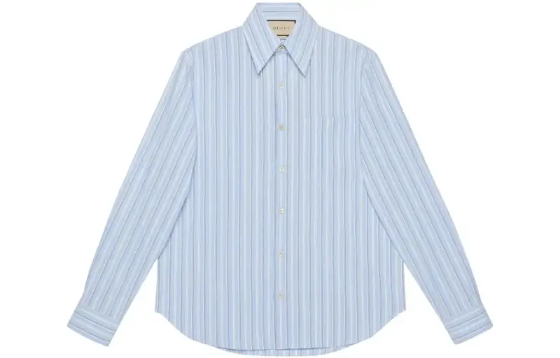 GUCCI Striped Collared Long-Sleeve Shirt