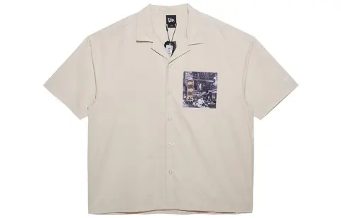 New Era Shirts Unisex Beige Gray Lapel Moderate Shirt
