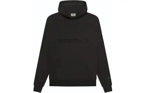 Fear Of God Essentials 3D Silicon Applique Pullover Hoodie Weathered Black