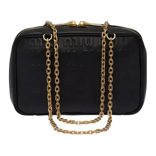 MIU MIU Leather Shoulder Bag, Crossbody Bag Regular Women's Black