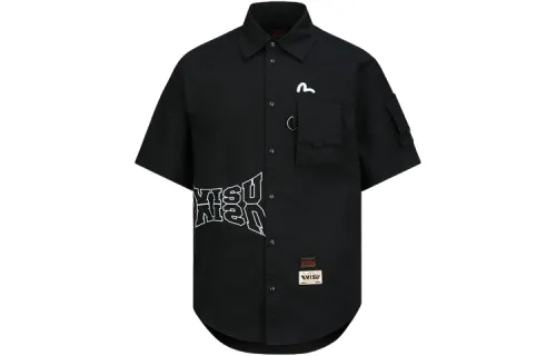 EVISU Shirts Men's Black Lapel Moderate Other