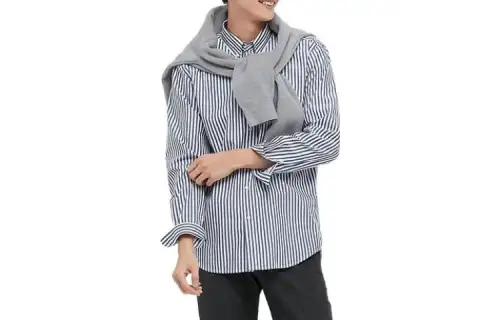 UNIQLO Shirts Unisex Dark Blue Lapel Moderate Straight Fit