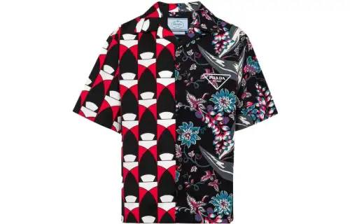 PRADA Shirts Men's Black Cuban Collar Moderate Other