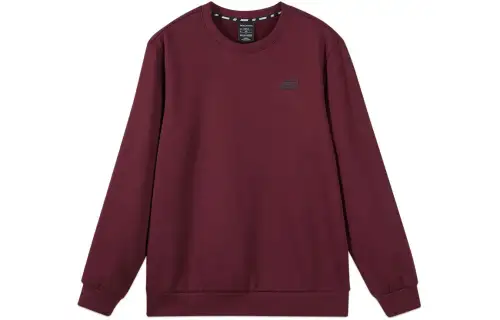 Skechers Solid Color Crew Neck Fleece Lined Thermal Sports Sweatshirt Unisex Silk Burgundy