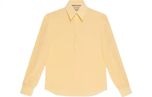 GUCCI Shirts Men's Yellow Pointed Collar Moderate Shirt