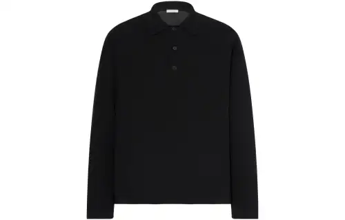 THE ROW Polo Shirts Men's Black Polo Collar Moderate Straight Fit
