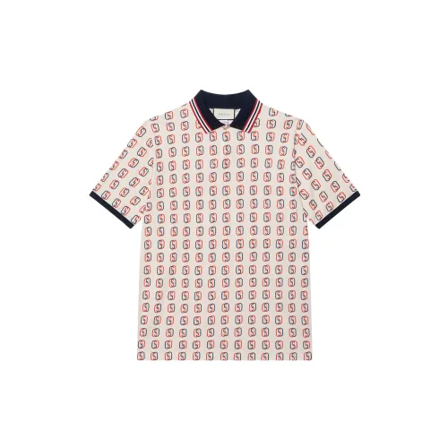 GUCCI Polo Shirts Men's Red Polo Collar Moderate Straight Fit