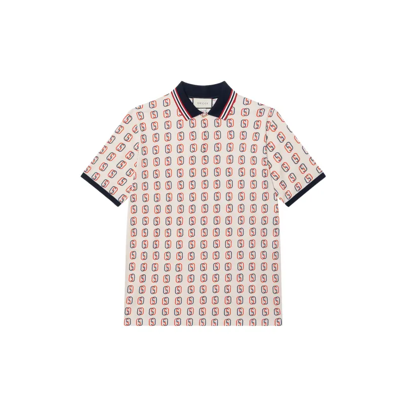 GUCCI Polo Shirts Men's Red Polo Collar Moderate Straight Fit