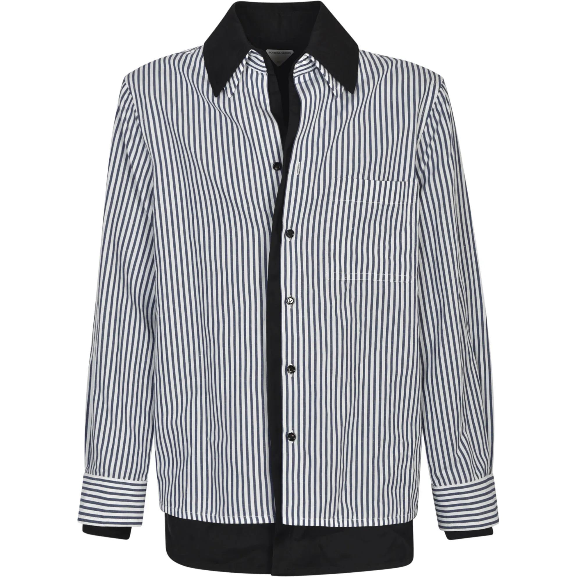 Мужская рубашка Bottega Veneta (черно-белая)