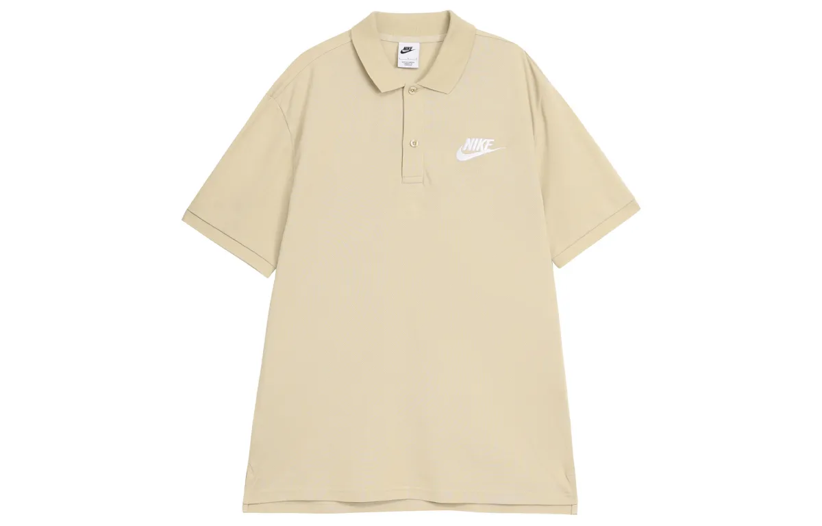 Nike Polo Shirts Men's Khaki Milk Tea Polo Collar Moderate Straight Fit
