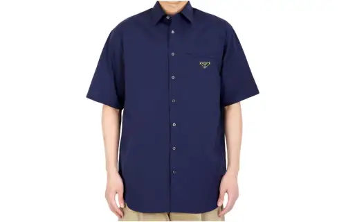 Prada triangle-logo cotton shirt