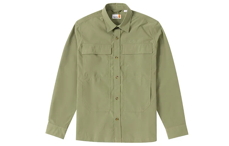 Timberland Shirts Men's Olive Lapel Moderate Shirt