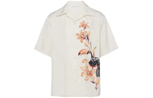 PRADA Short Sleeved Silk Shirt Men's White