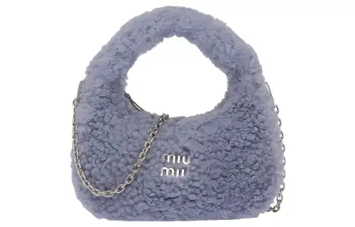 MIU MIU Shearling Hobo Bag, Shoulder Bag, Crossbody Bag, Handbag Women's Light Purple