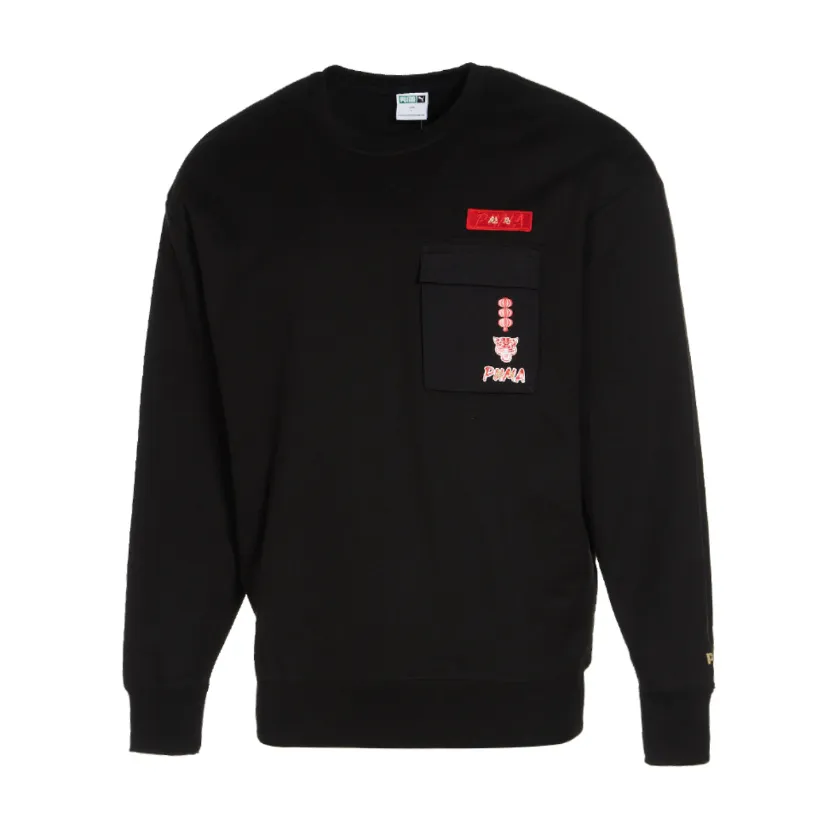 PUMA Sweatshirts Unisex Black Crew Neck Moderate Straight Fit