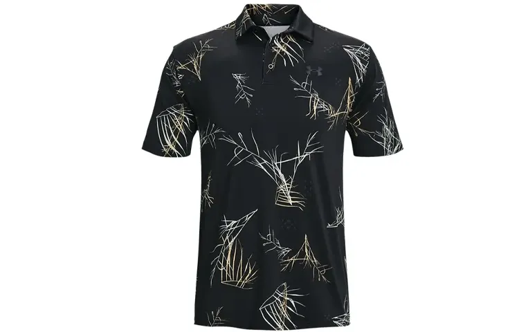 Under Armour Polo Shirts Men's Black Polo Collar Moderate Straight Fit