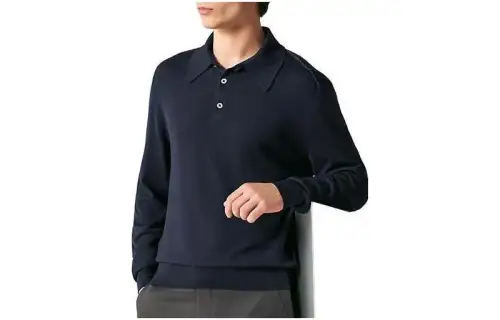 HERMES Polo Shirts Men's Ocean Pointed Collar Moderate Straight Fit